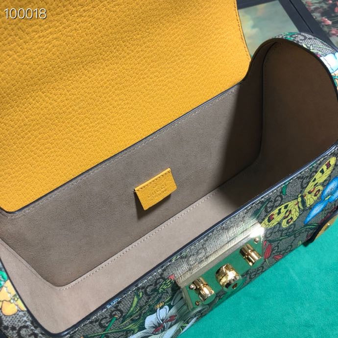 Luxury GG Supreme Floral Canvas Handbag with Bamboo Handle & Padlock