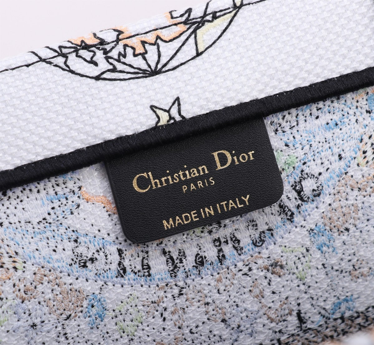 Christian Dior Medium Book Tote Bag with Multi-Color Embroidery