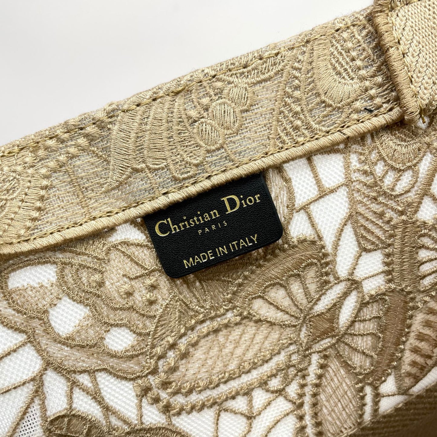Christian Dior Book Tote Medium Beige Canvas with Cannage Embroidery