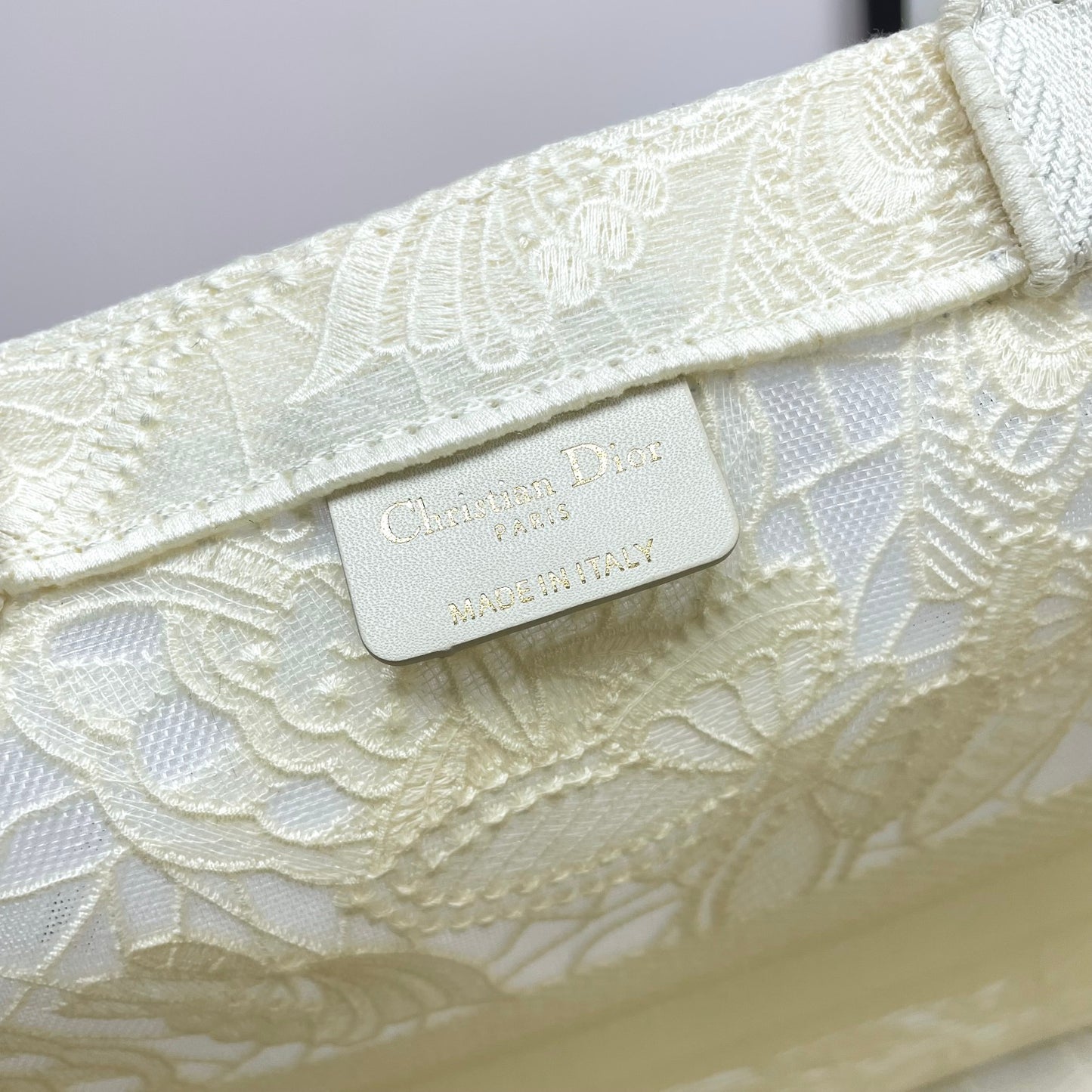Christian Dior Large Book Tote White Embroidered Canvas Handbag
