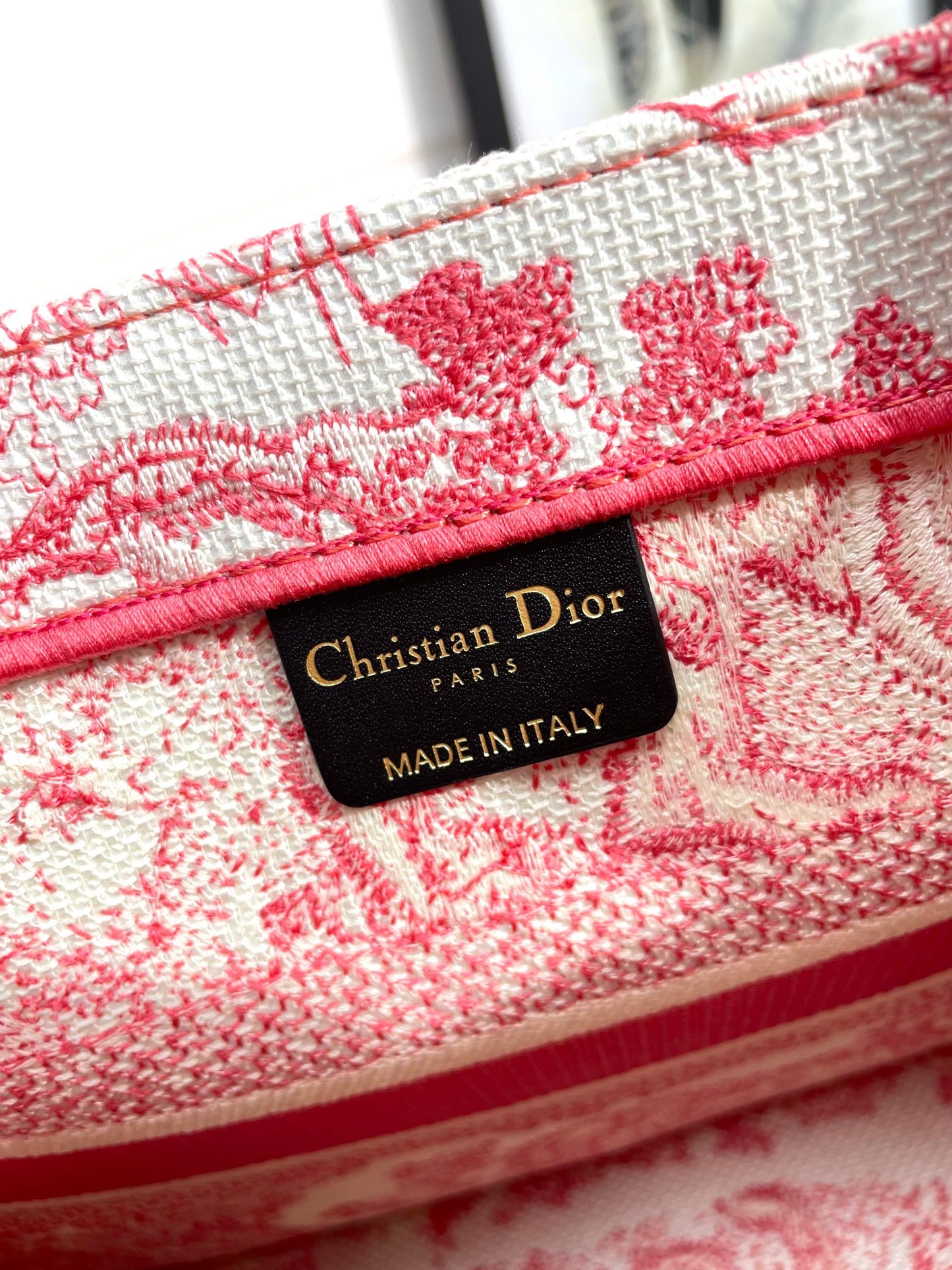 Christian Dior Medium Book Tote Pink Toile de Jouy Embroidery