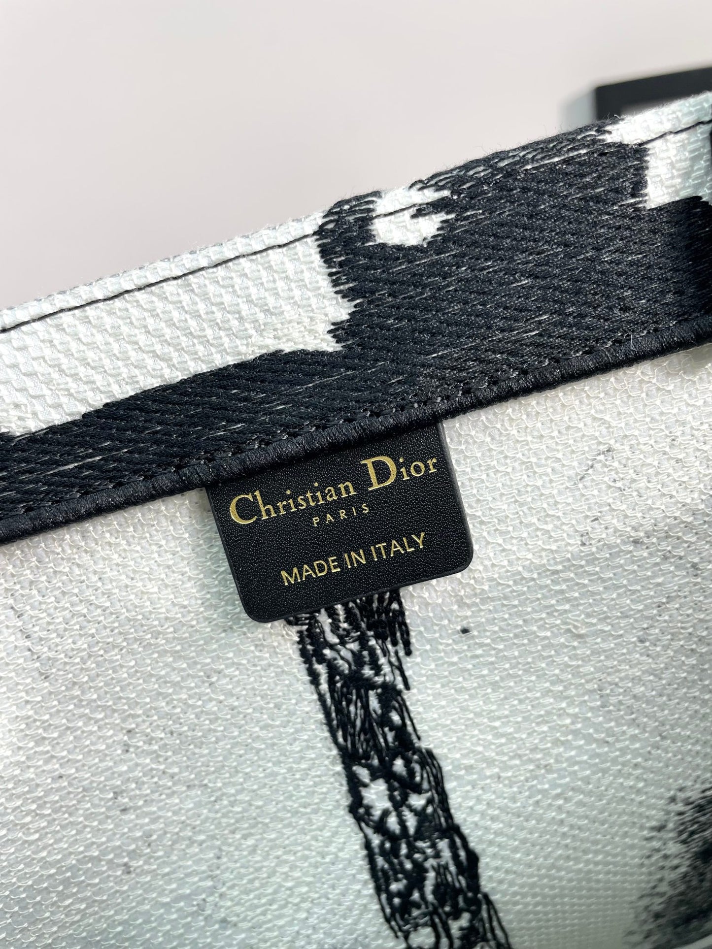 Christian Dior Medium Book Tote - Black and White Plan de Paris Embroidery