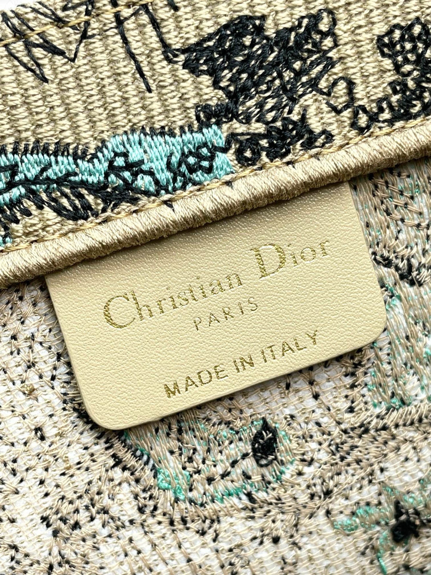 Christian Dior Book Tote Bag Green Toile de Jouy Sauvage Embroidered Canvas