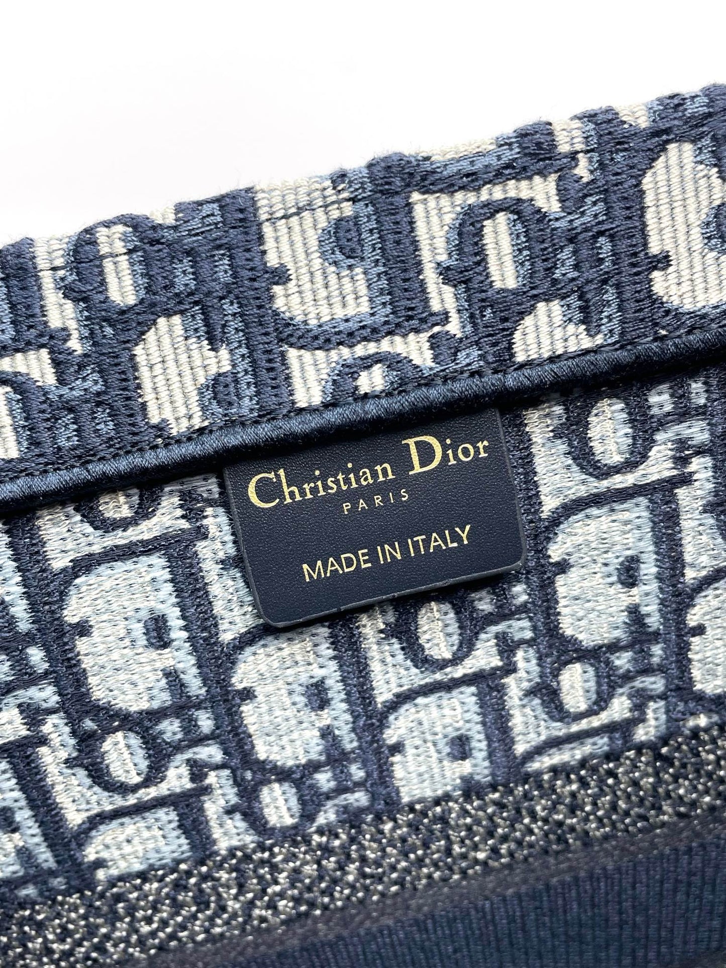 Christian Dior Book Tote Blue Dior Oblique Embroidery Bag