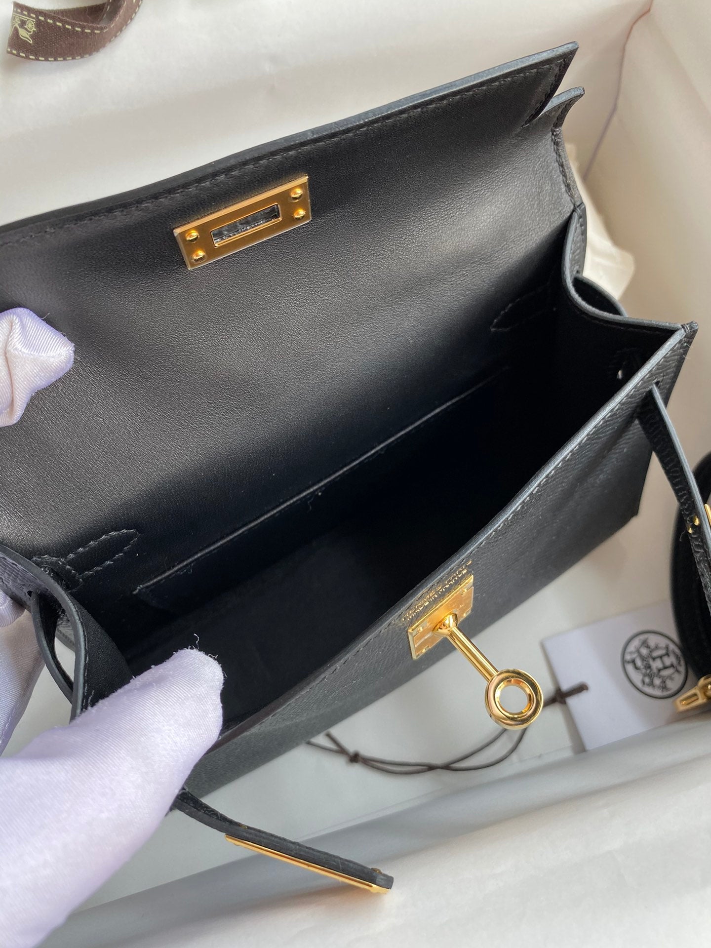 Black Textured Leather Top Handle Handbag with Gold Hardware