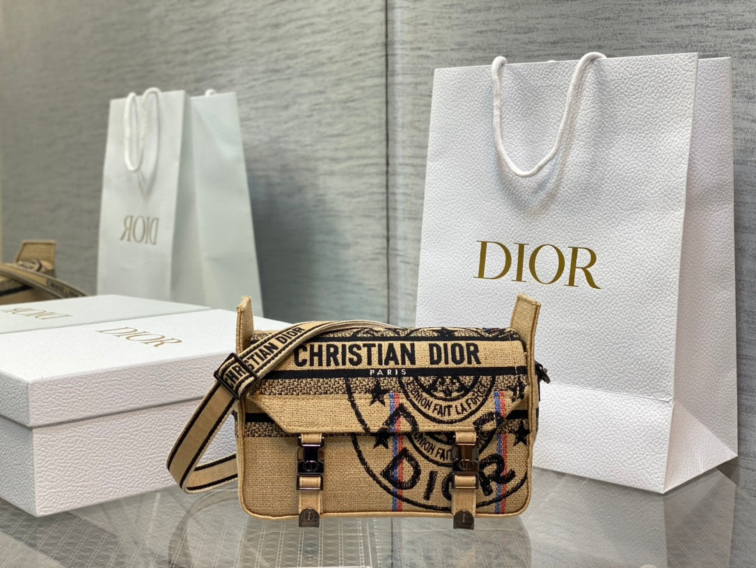 Christian Dior Diorcamp Messenger Bag with Beige Stamp Motif