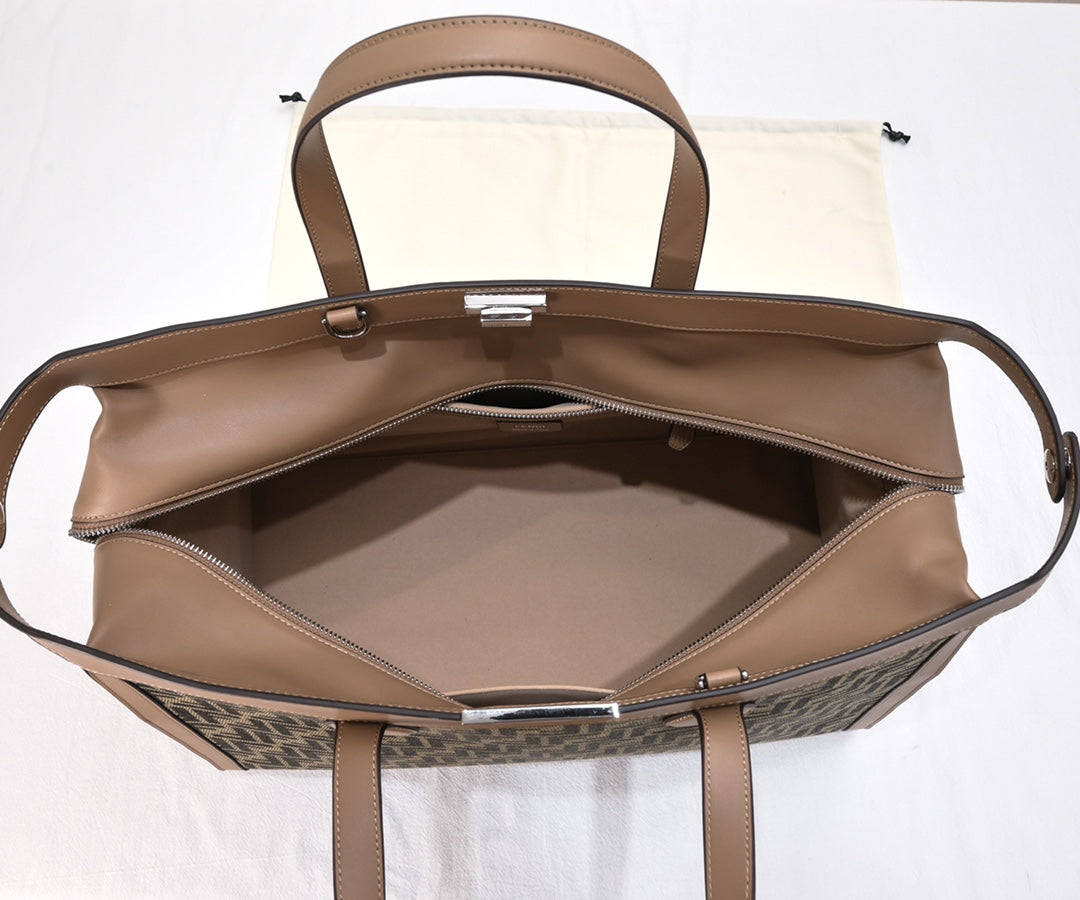 Fendi Peekaboo X-Tote Zucca Canvas and Leather Shoulder Bag Brown/Black