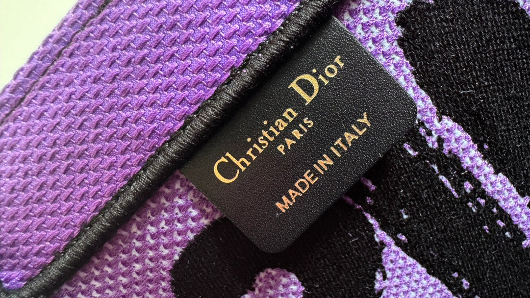 Miss Dior Pink Canvas Tote Bag with Black Graffiti Logo and Handles
