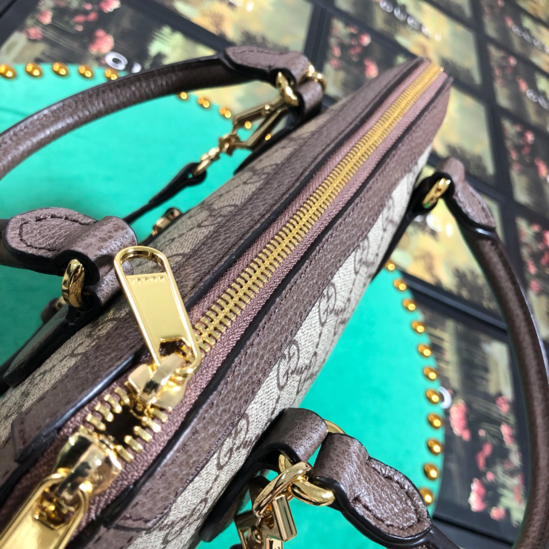 Gucci Horsebit 1955 Small Top Handle Bag GG Supreme Boutique Print Brown