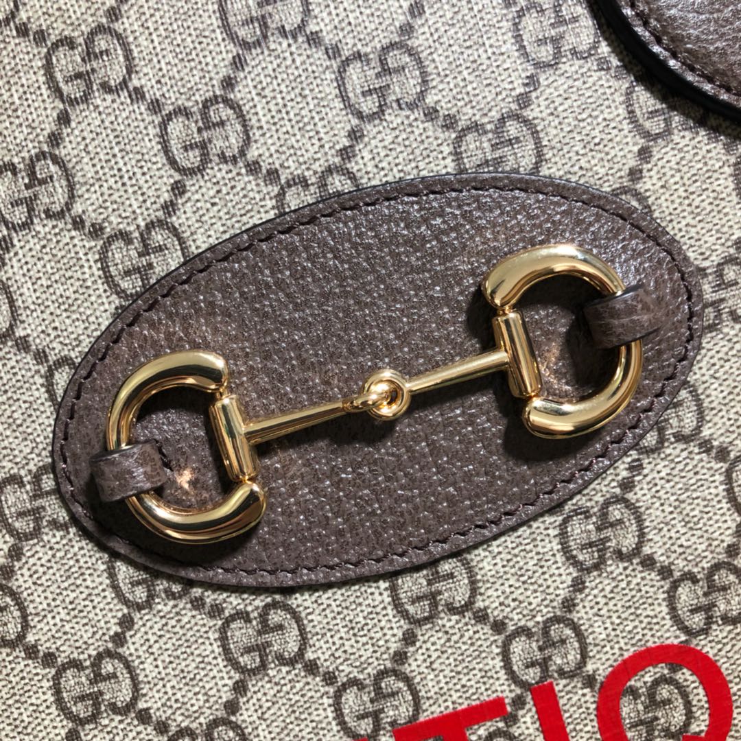 Gucci Horsebit 1955 Small Top Handle Bag GG Supreme Boutique Print Brown