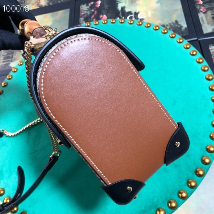 Gucci GG Supreme Padlock Bamboo Top Handle Shoulder Bag
