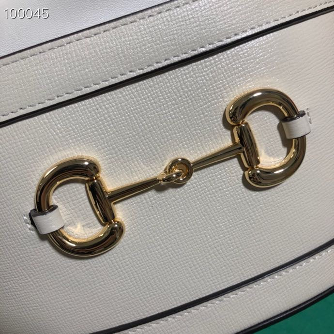 Gucci Horsebit 1955 Small Bucket Bag - White Leather