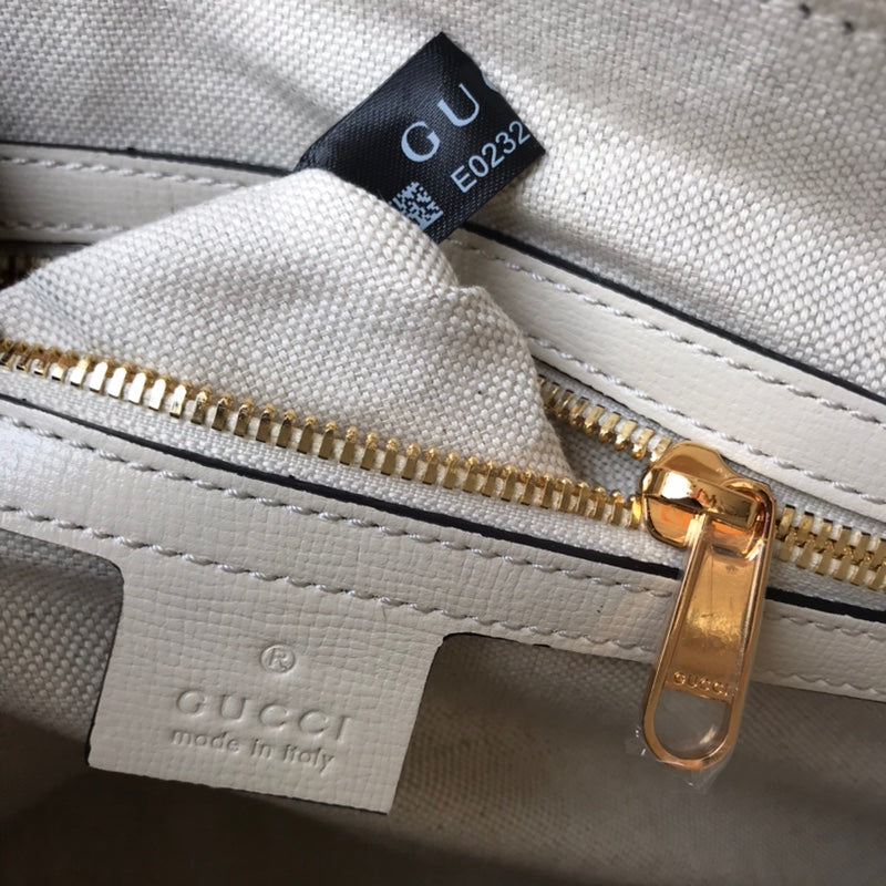 Gucci Horsebit 1955 Small Top Handle Bag - GG Supreme Canvas &amp; White Leather