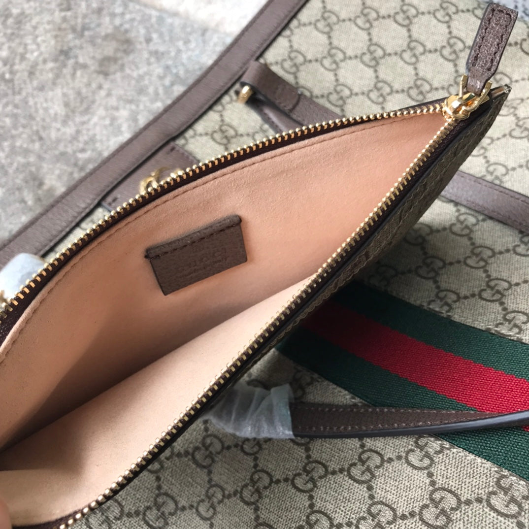 Gucci Ophidia GG Medium Tote Bag with Web Stripe - GG Supreme Canvas