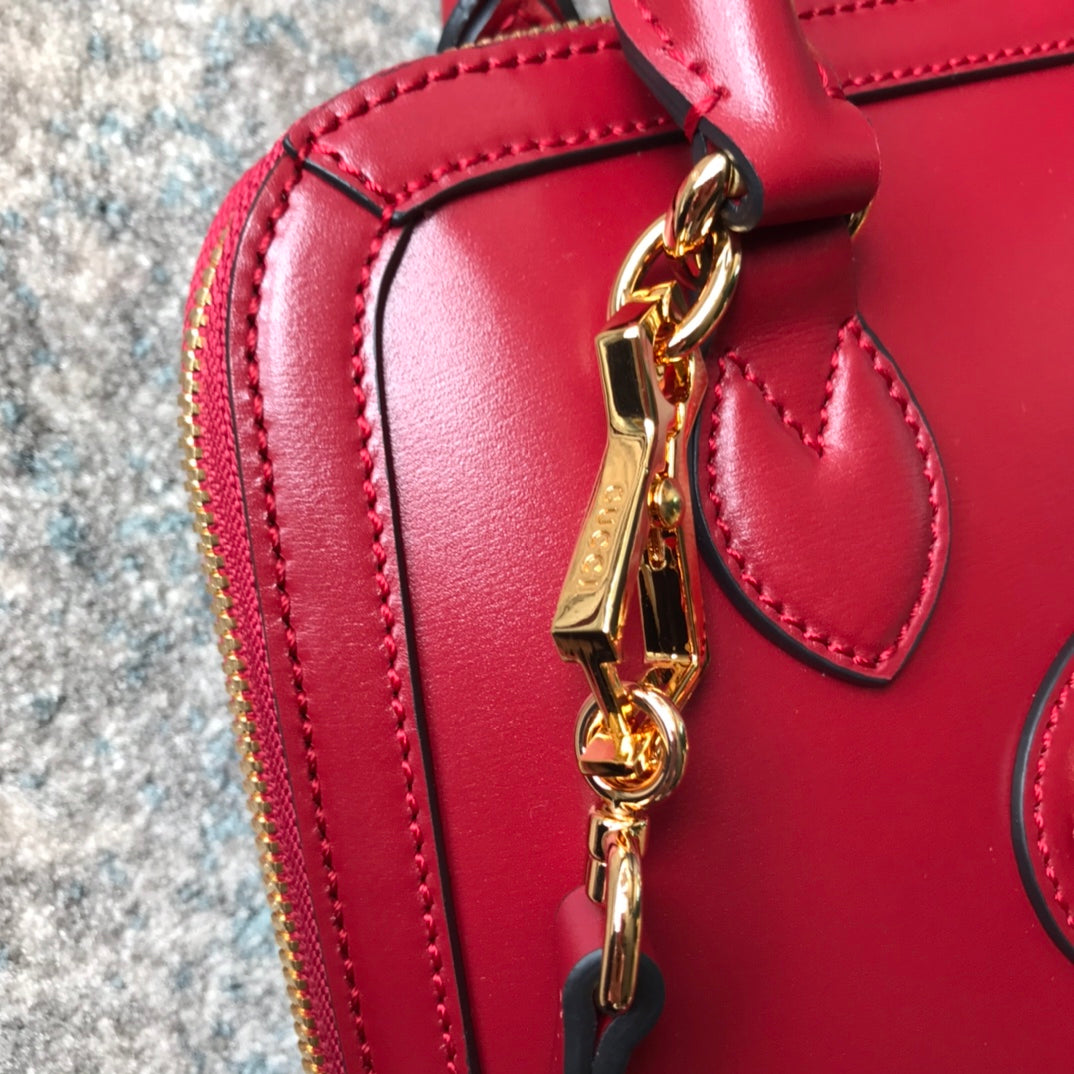 Gucci Horsebit 1955 Small Top Handle Bag in Red Leather