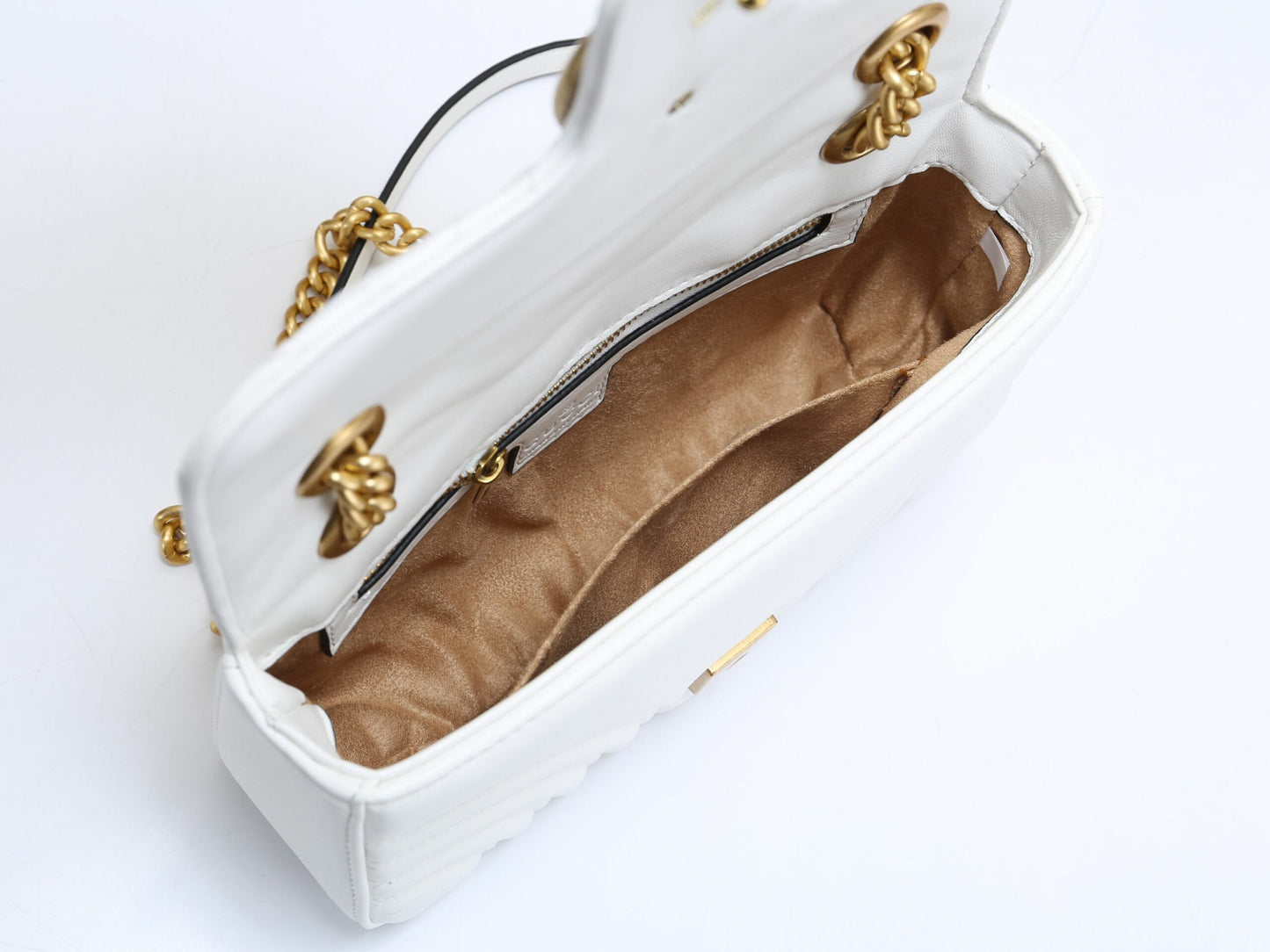 Gucci GG Marmont Small Matelassé Shoulder Bag - White Leather
