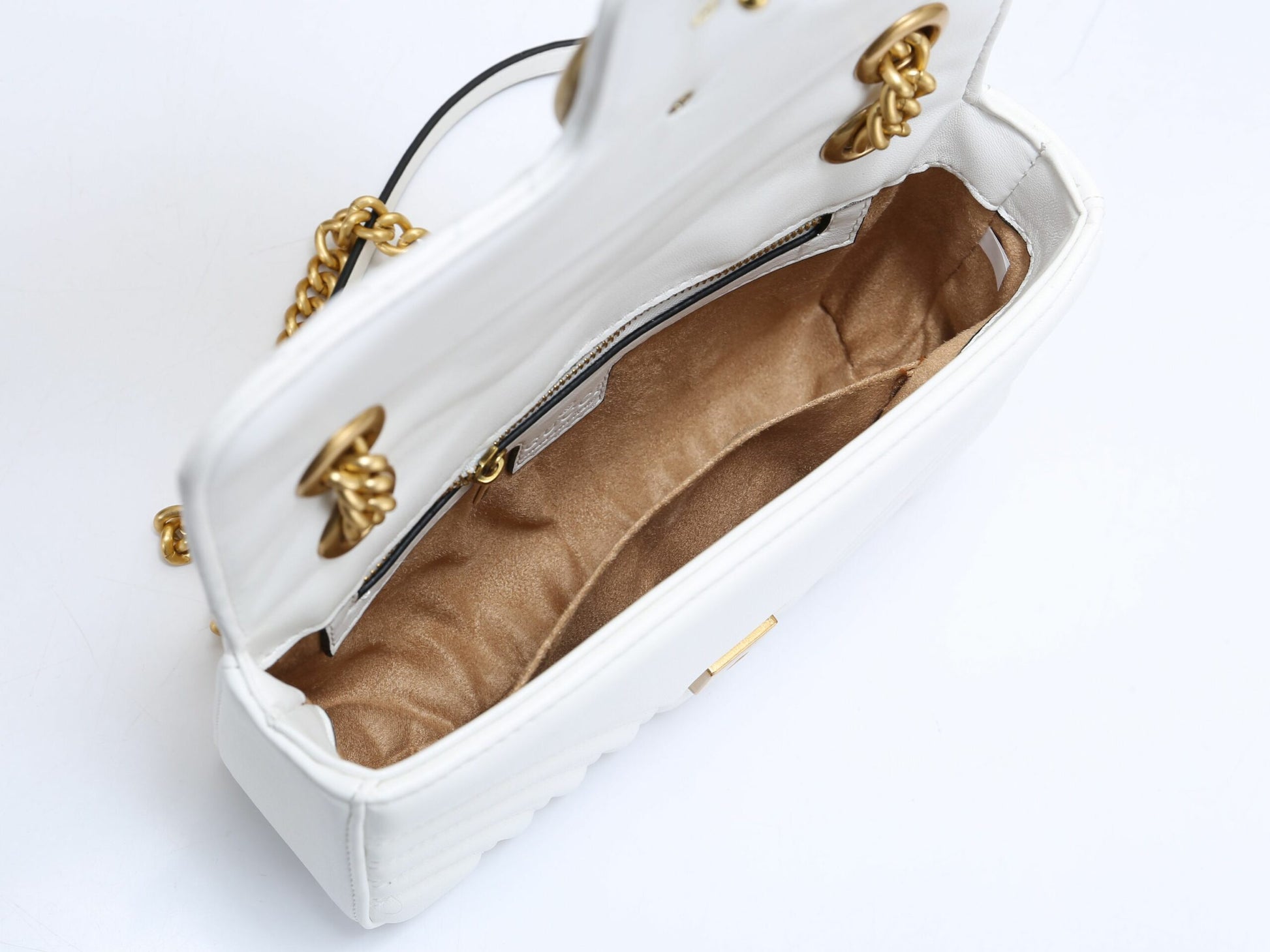 Gucci GG Marmont Small Matelassé Shoulder Bag - White Leather