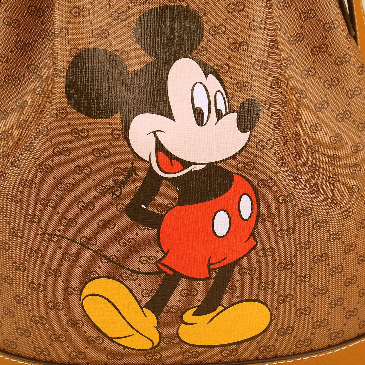 Disney x Gucci Mickey Mouse Monogram Canvas Bucket Bag - Brown