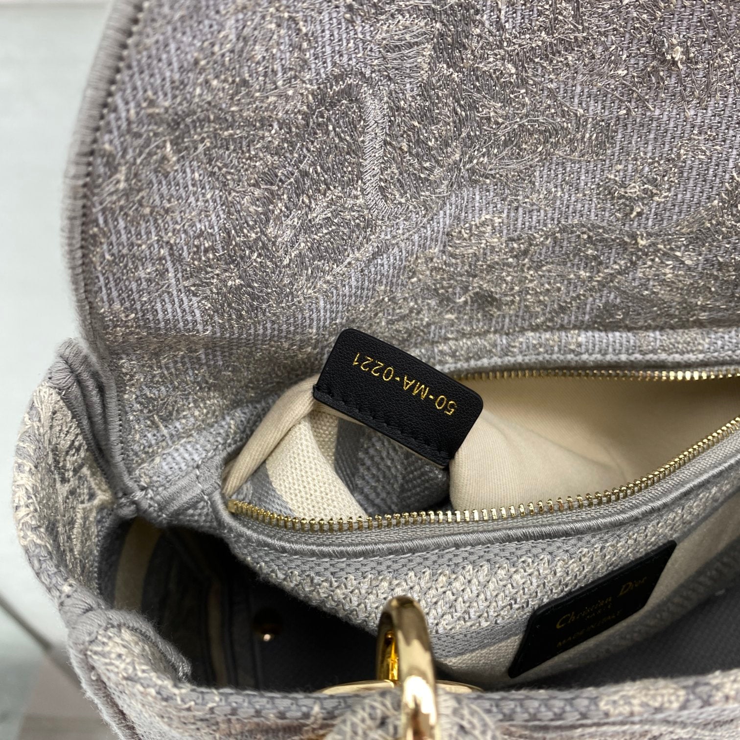 Christian Dior Medium Lady D-Lite Bag - Grey Toile de Jouy Reverse Embroidery