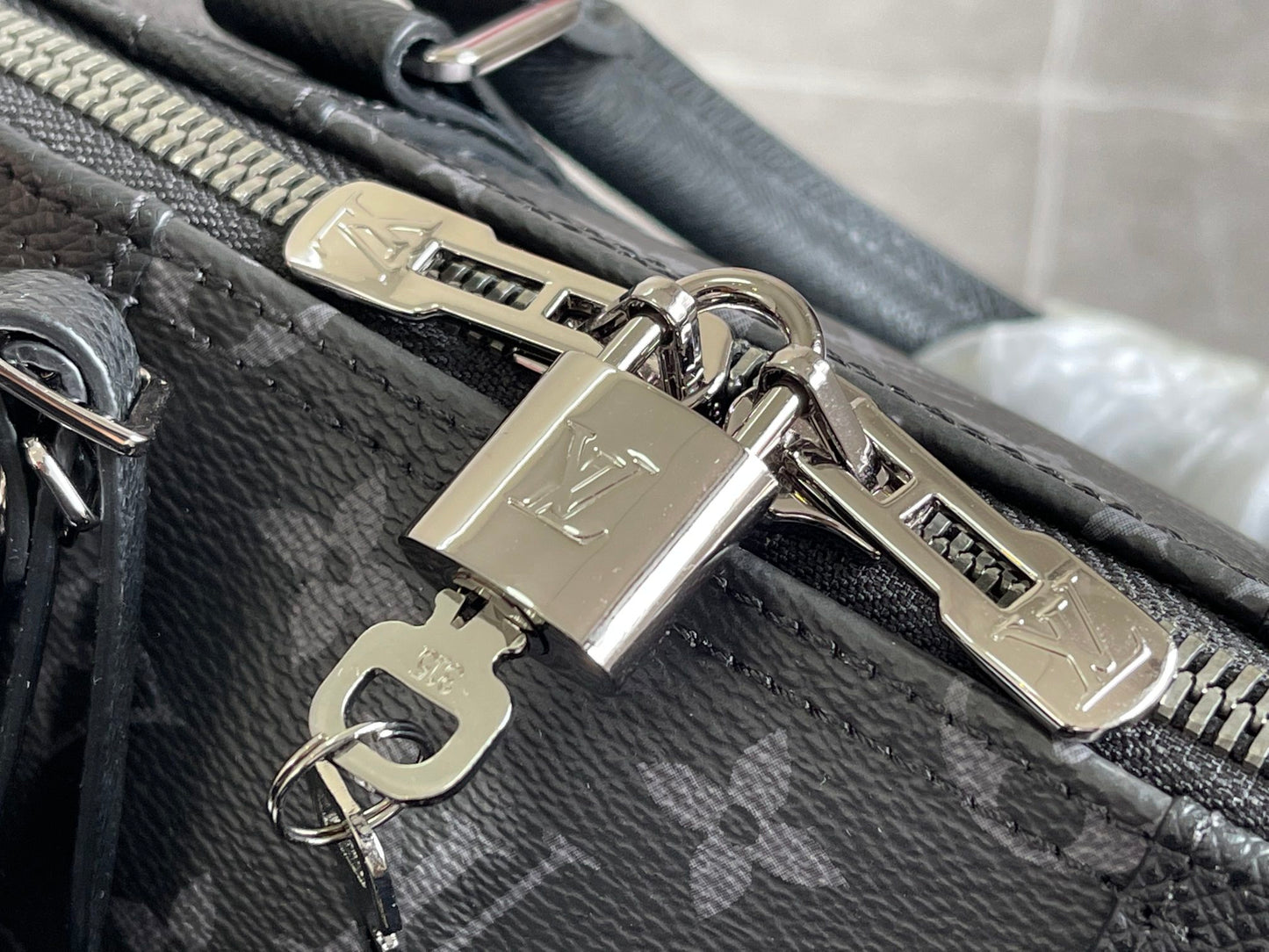 Designer Inspired Men's Monogram Black Duffle Bag - Travel Weekender Luggage
