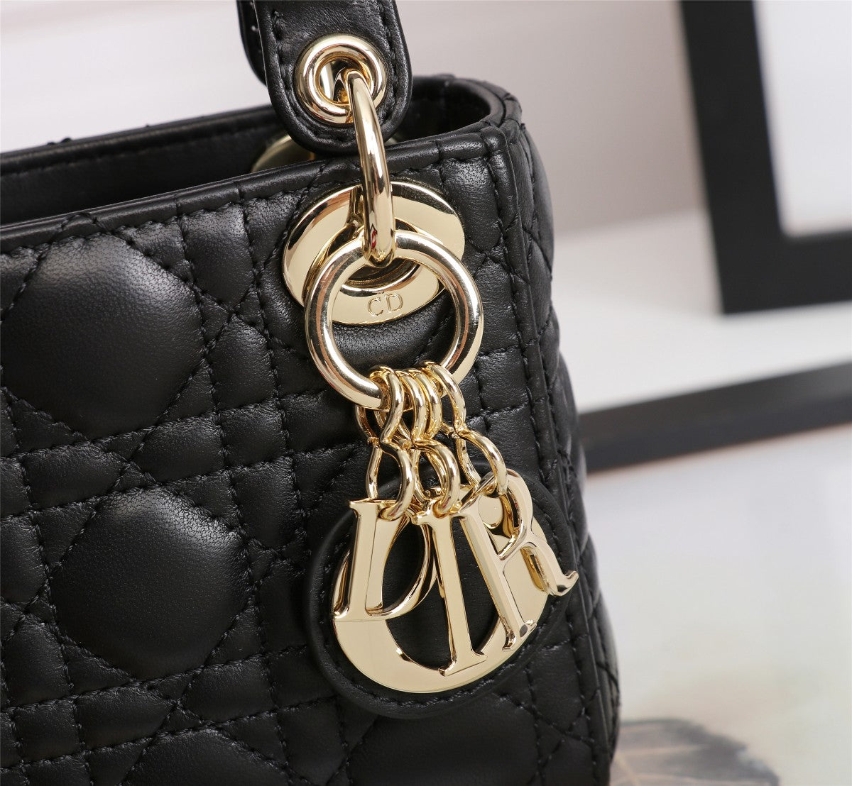 Lady Dior Micro Bag - Black Cannage Lambskin with Gold-Finish Metal