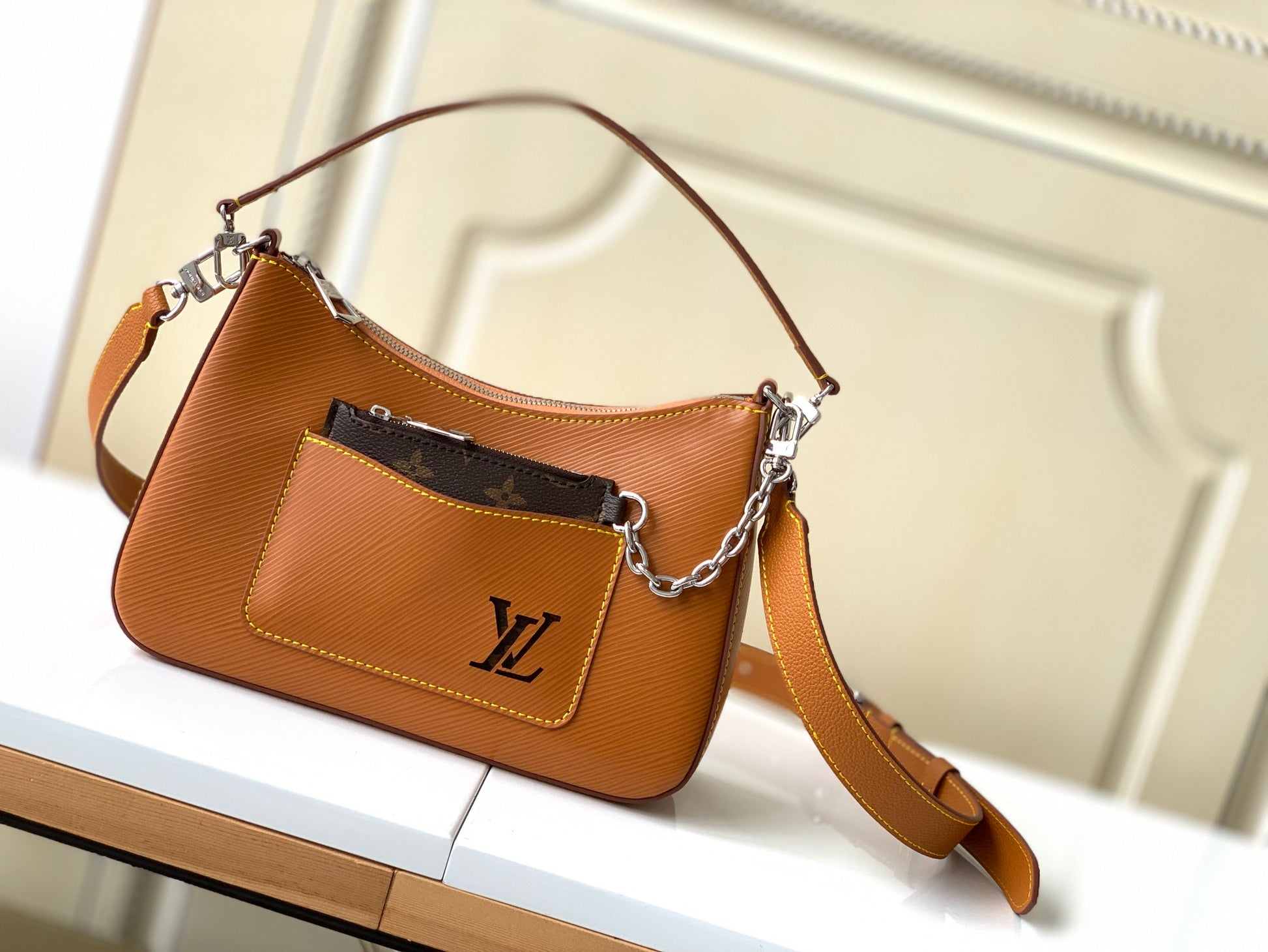 Louis Vuitton Marelle Handbag - Honey Gold Epi Leather with Monogram Pouch