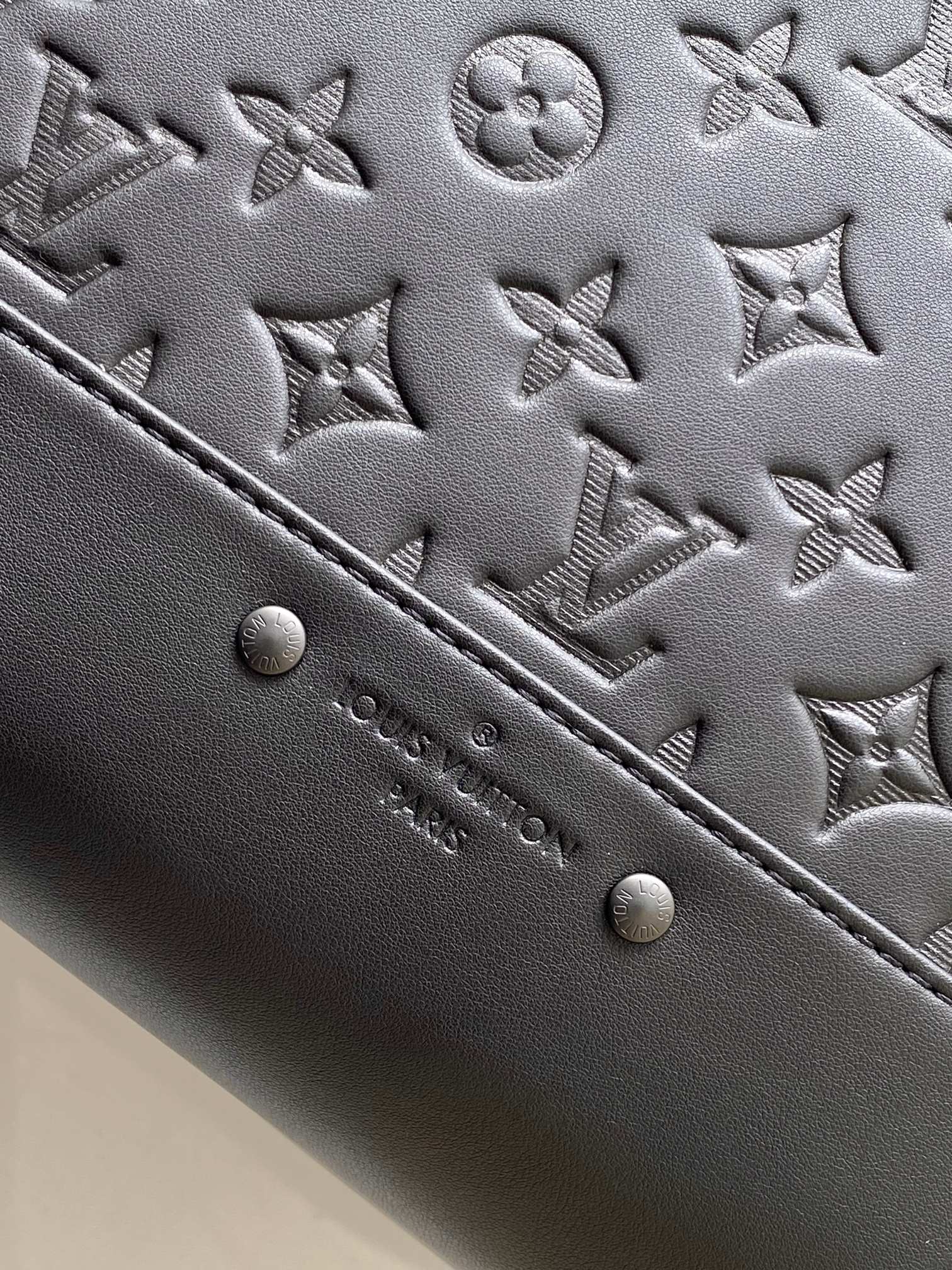 Men's Embossed Monogram Shadow Leather Discovery Backpack - Black