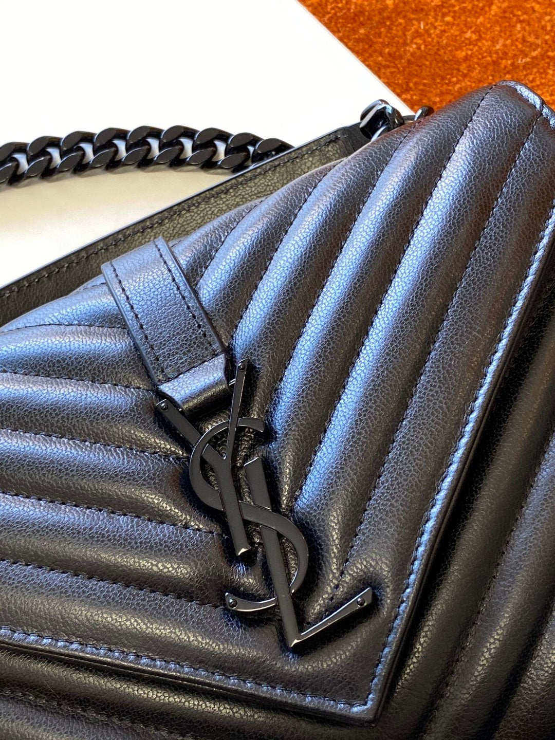 Saint Laurent Black Quilted Leather Shoulder Bag with Monogram Hardware