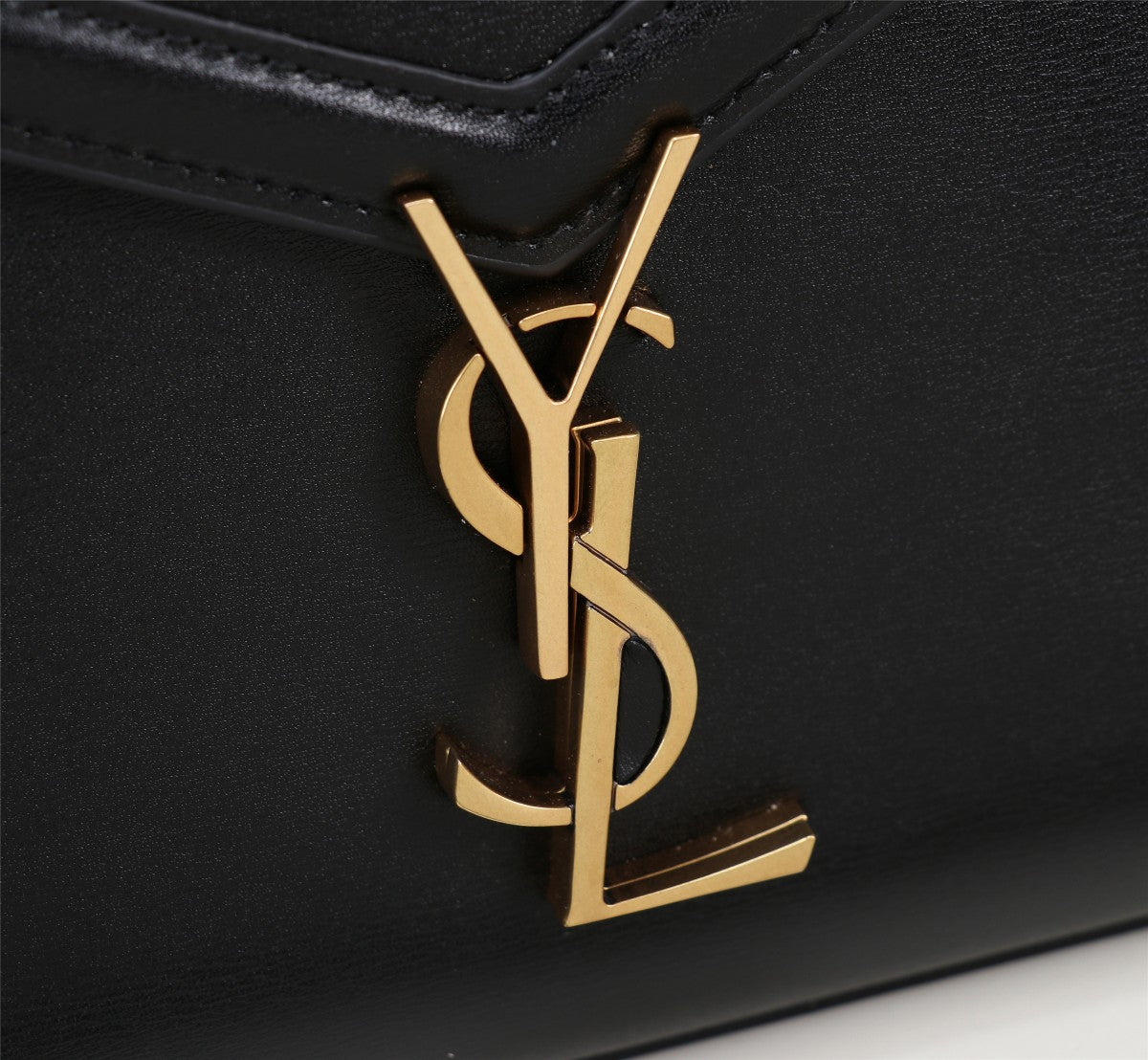 Saint Laurent Cassandra Medium Top Handle Bag in Black Leather