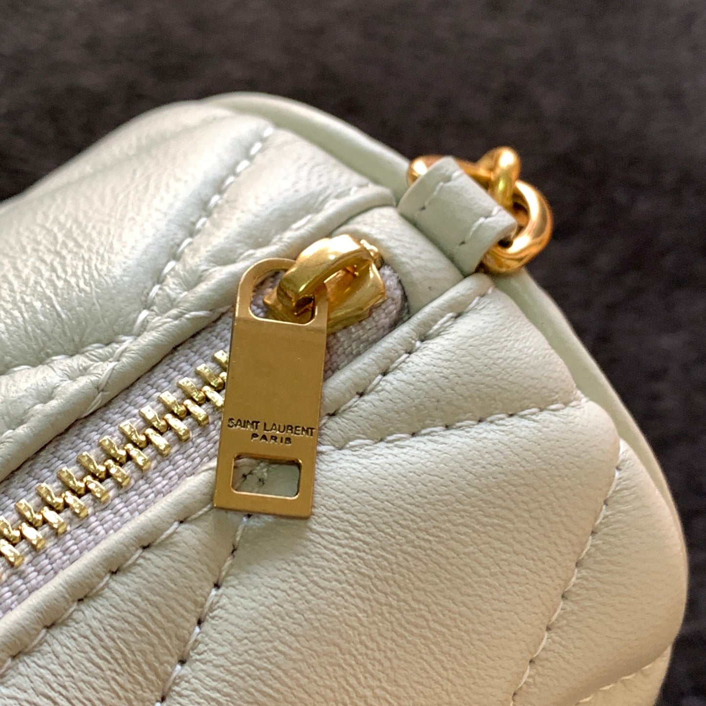 Saint Laurent Sade Mini Quilted Leather Tube Bag - Light Grey