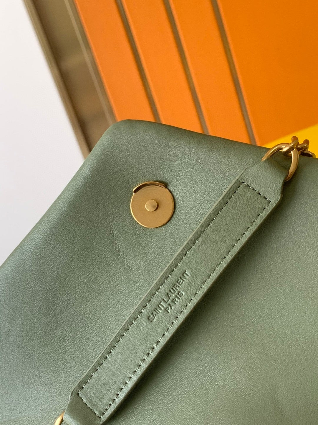 Saint Laurent Loulou Small Quilted Leather Shoulder Bag in Sage Green