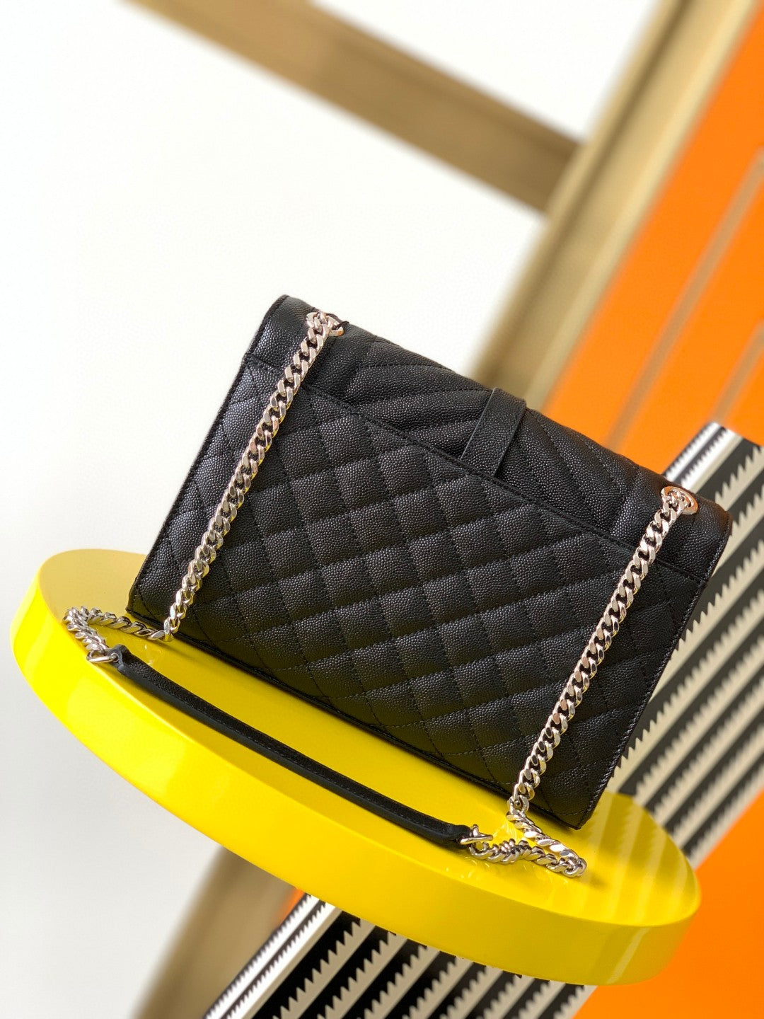 Saint Laurent Envelope Medium Bag in Quilted Leather - Black
