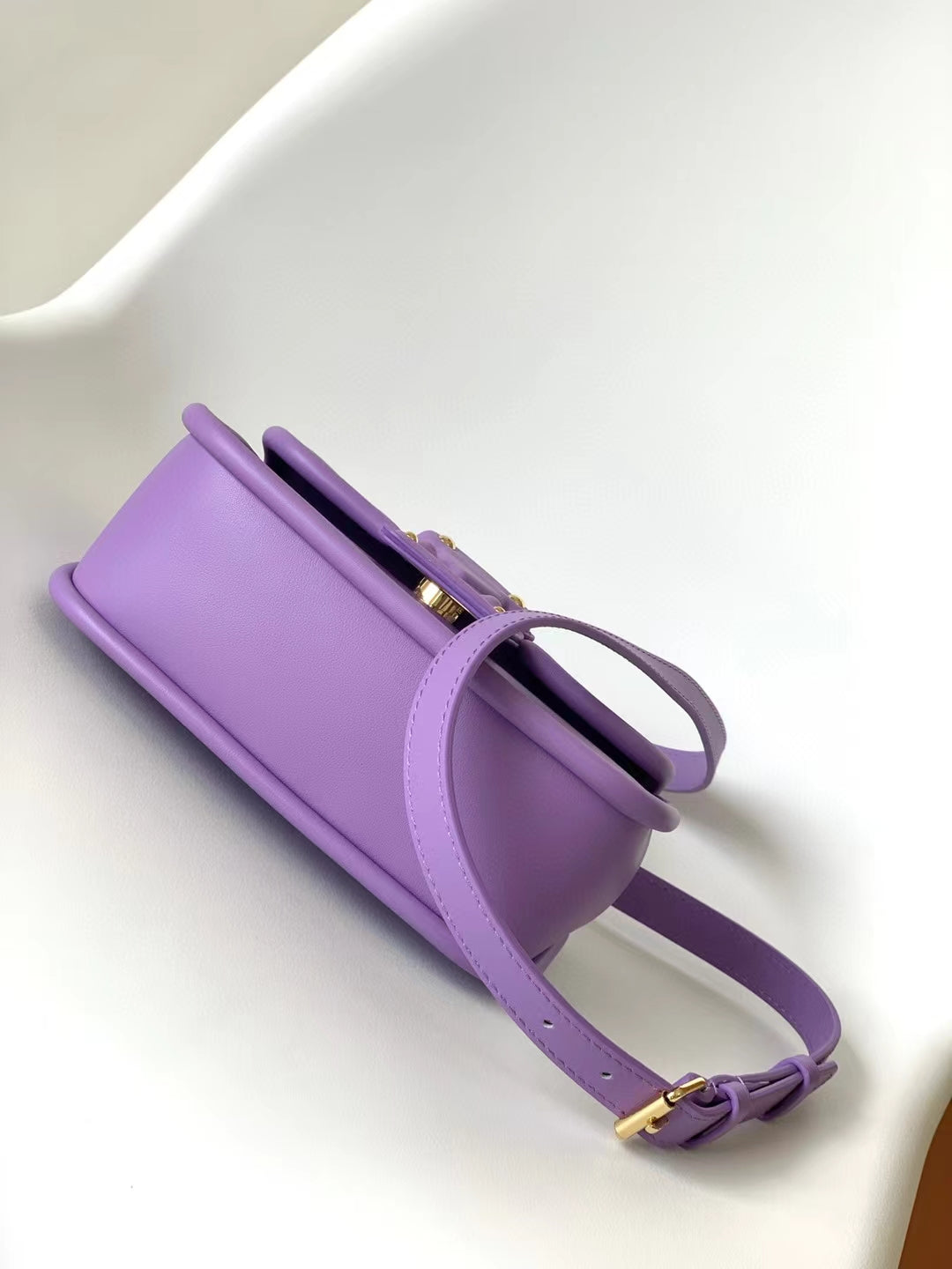 Mini Purple Textured Leather Handbag with Gold-Tone Hardware and Top Handle