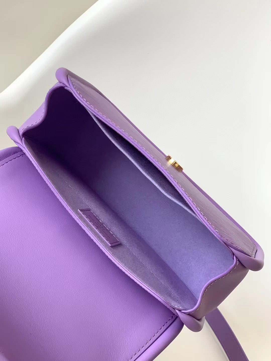 Mini Purple Textured Leather Handbag with Gold-Tone Hardware and Top Handle