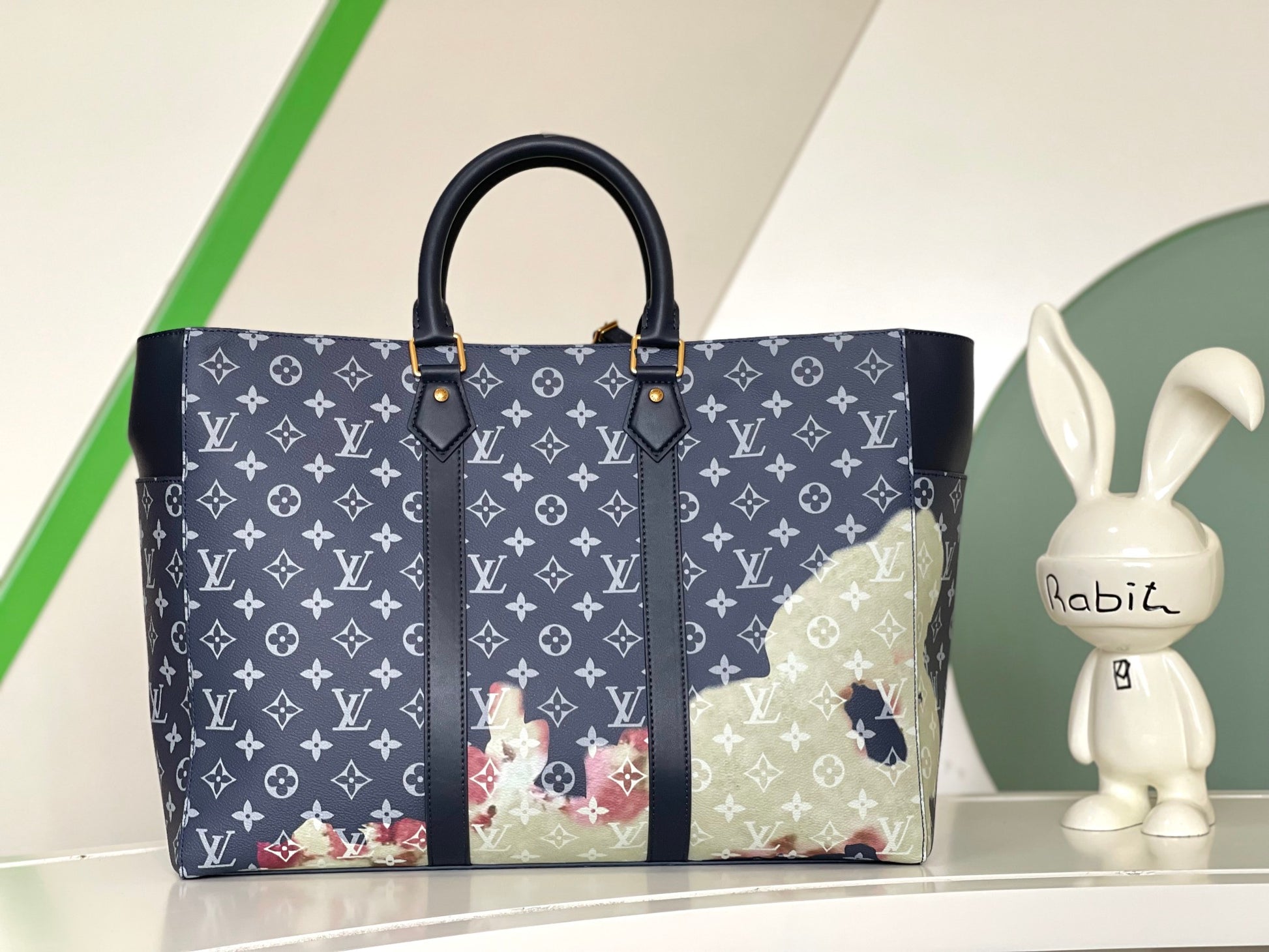 Louis Vuitton Monogram Bleached Onthego MM Tote Bag - Navy Blue