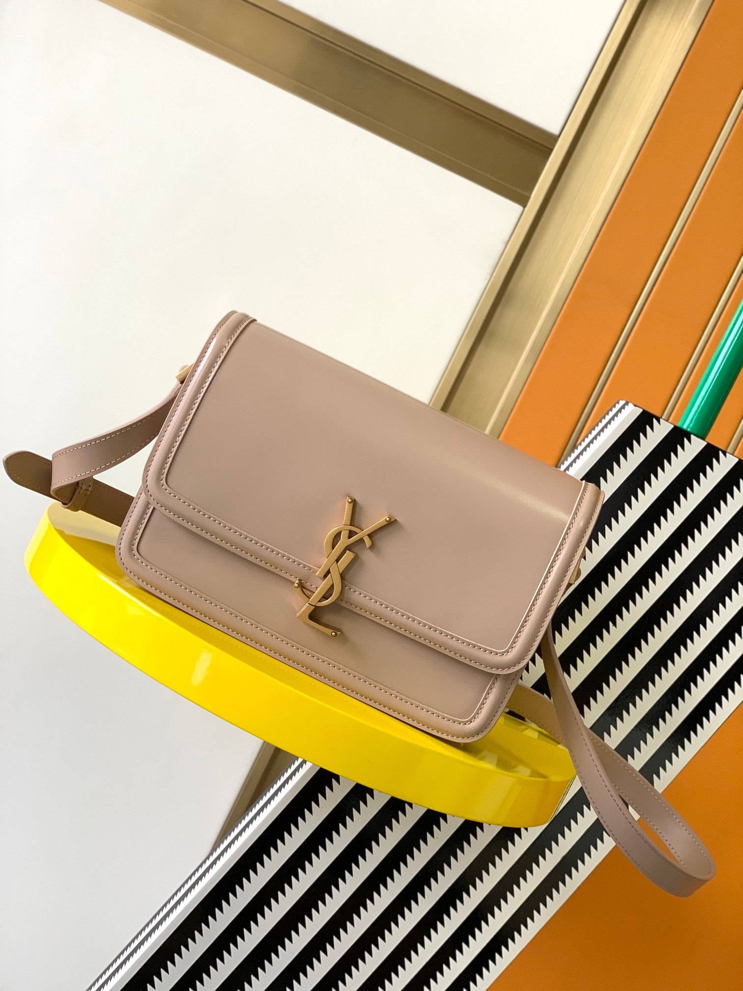 Saint Laurent Small Solferino Shoulder Bag in Smooth Leather - Beige