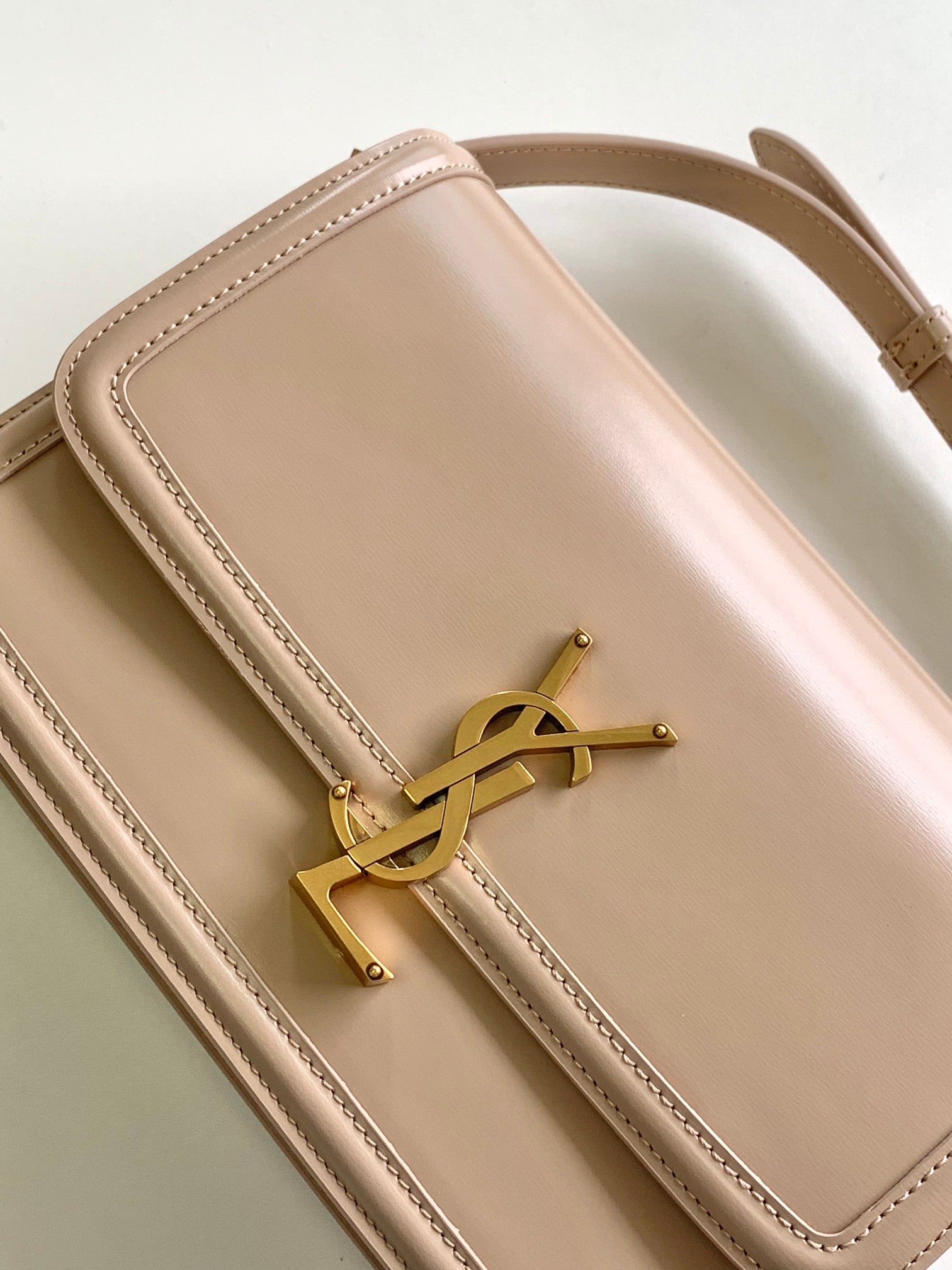 Saint Laurent Small Solferino Shoulder Bag in Smooth Leather - Beige