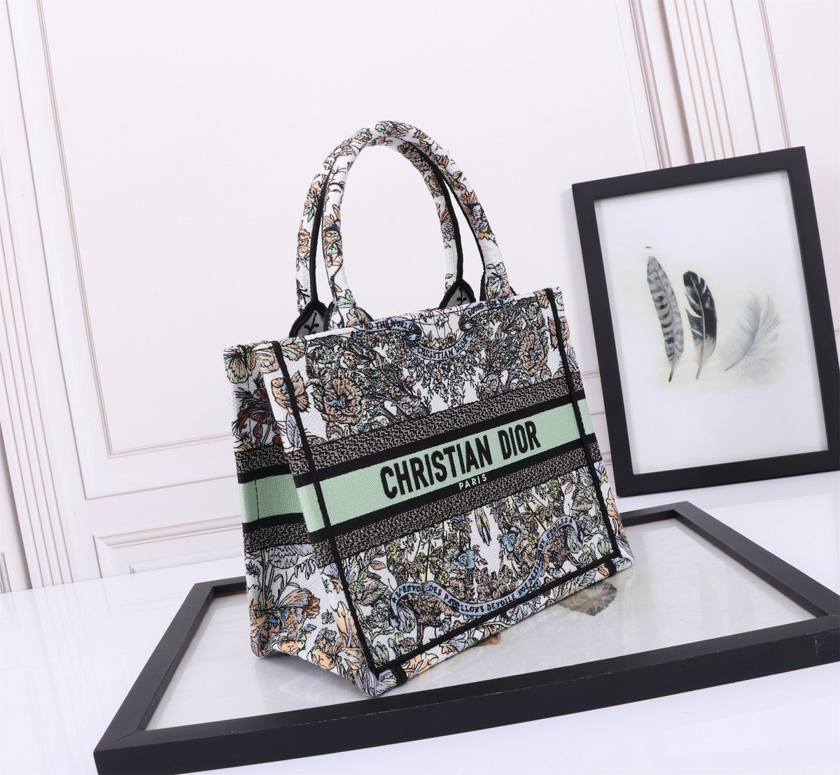 Christian Dior Book Tote Medium - Multi-Color Embroidered Canvas Bag
