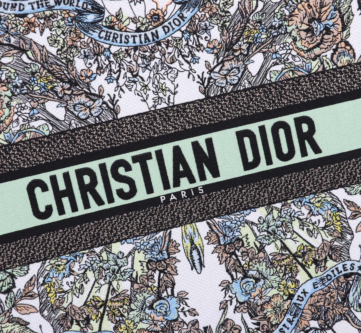 Christian Dior Large Book Tote Butterfly Embroidered Canvas Bag