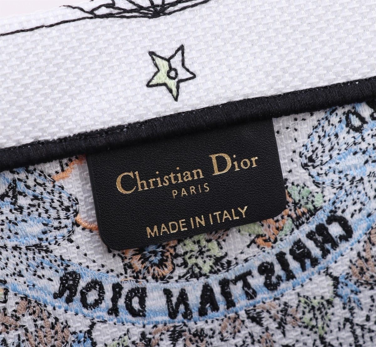 Christian Dior Medium Book Tote - Butterfly Print Canvas - Green & White