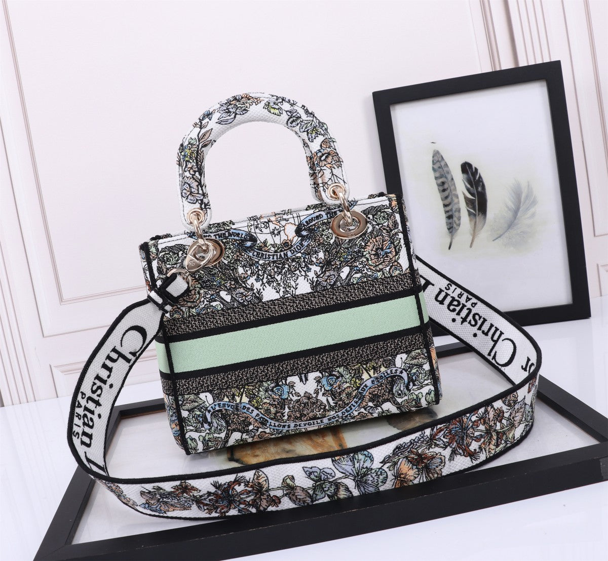 Christian Dior Lady D-Lite Bag with Multicolor Butterfly Embroidery