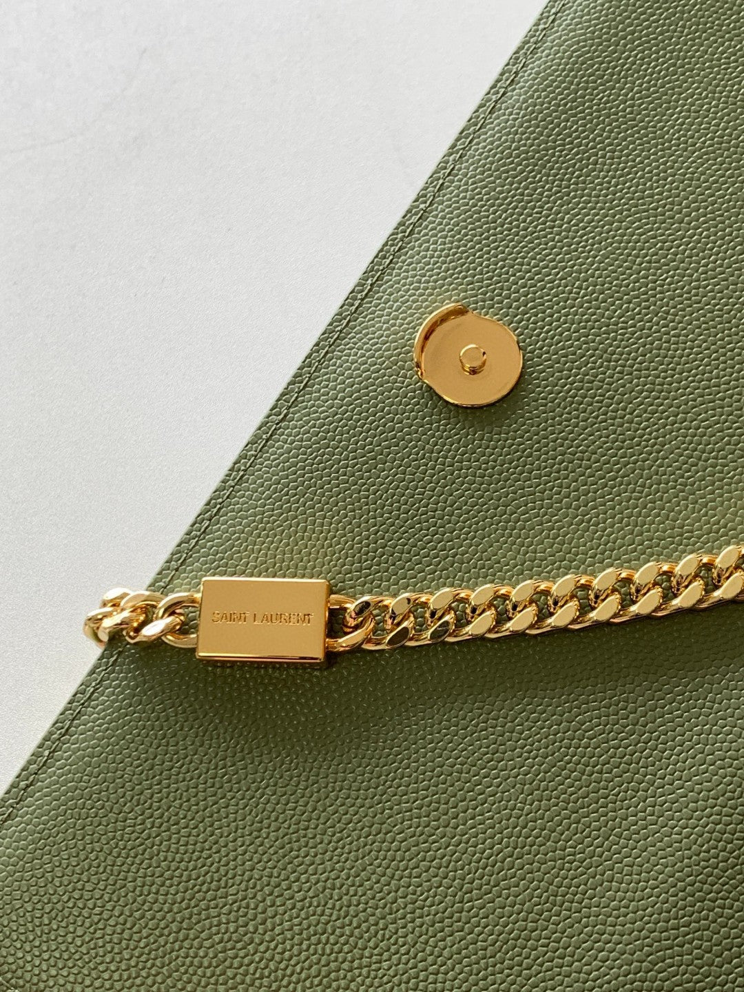 Saint Laurent Kate Small Leather Crossbody Bag - Sage Green with Gold-Tone Hardware