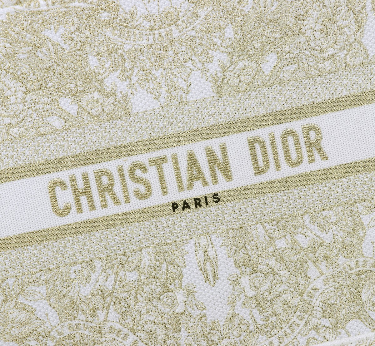 Christian Dior Small Book Tote Green and White Toile de Jouy Embroidery