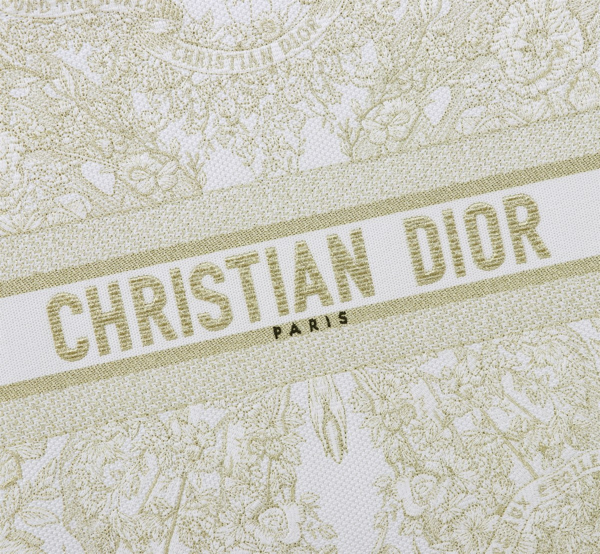 Christian Dior Gold Toile de Jouy Embroidered Large Book Tote Bag