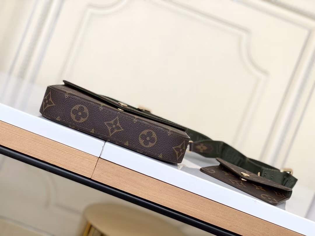 Louis Vuitton Monogram Félicie Strap &amp; Go Crossbody Bag with Khaki Green Strap