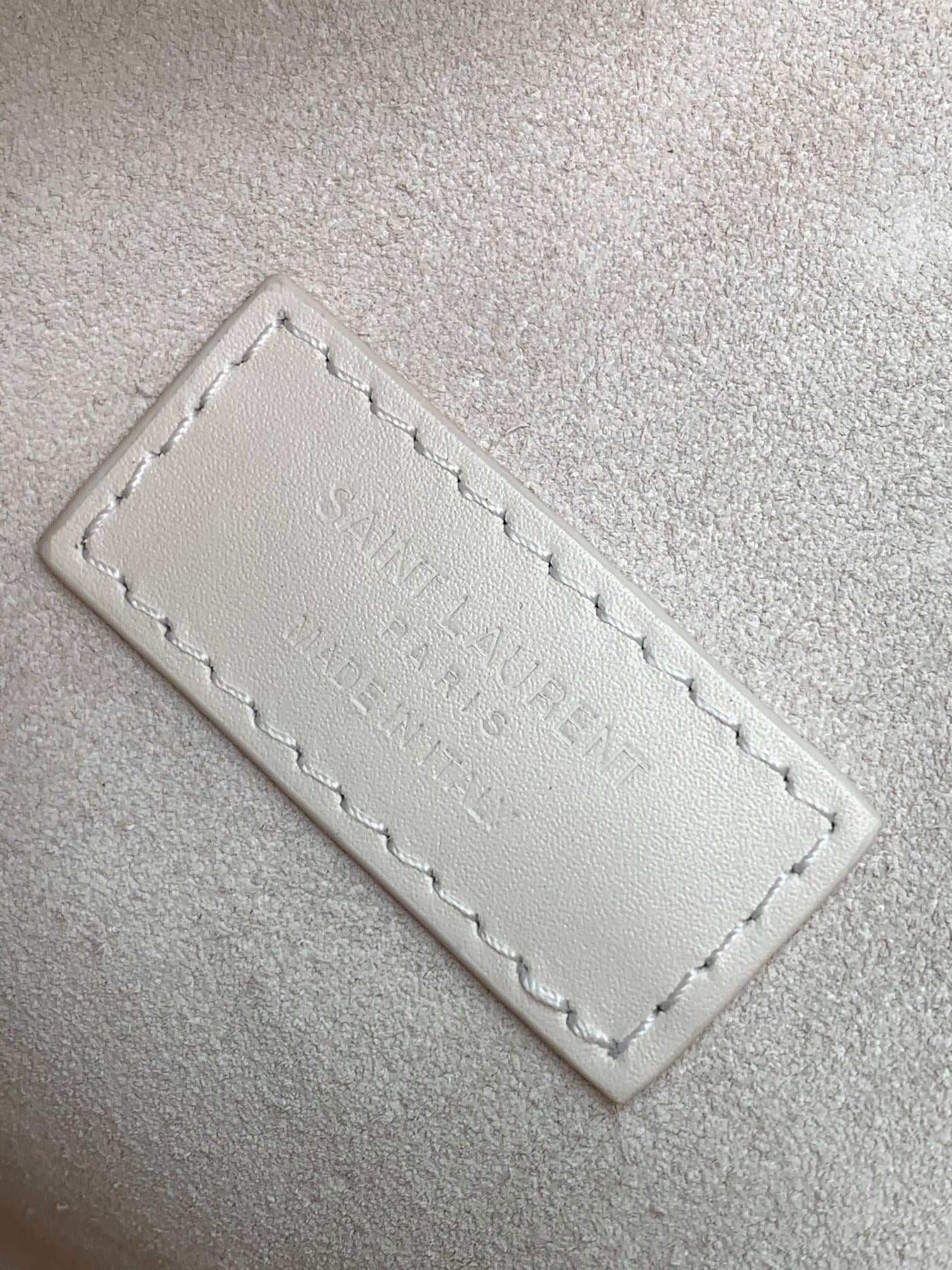 Saint Laurent Toy North/South Shopping Bag in White Leather