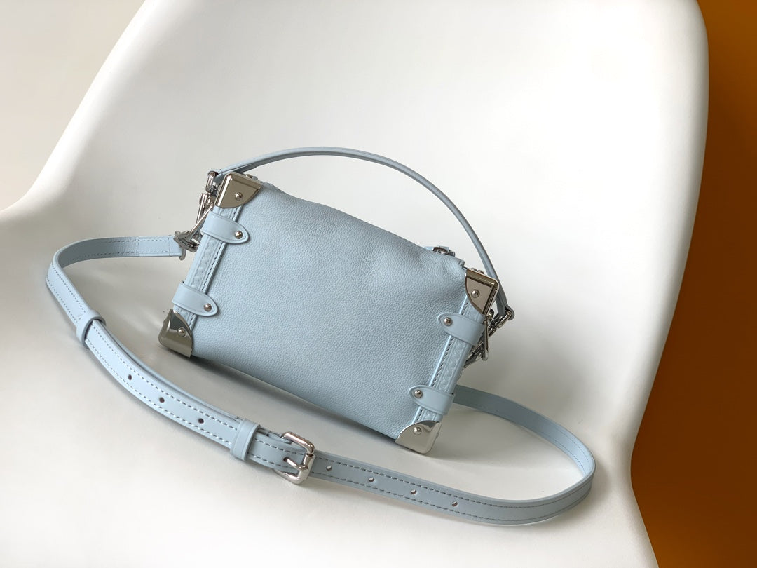 MCM Mode Travia Mini Trunk Leather Shoulder Bag - Light Blue
