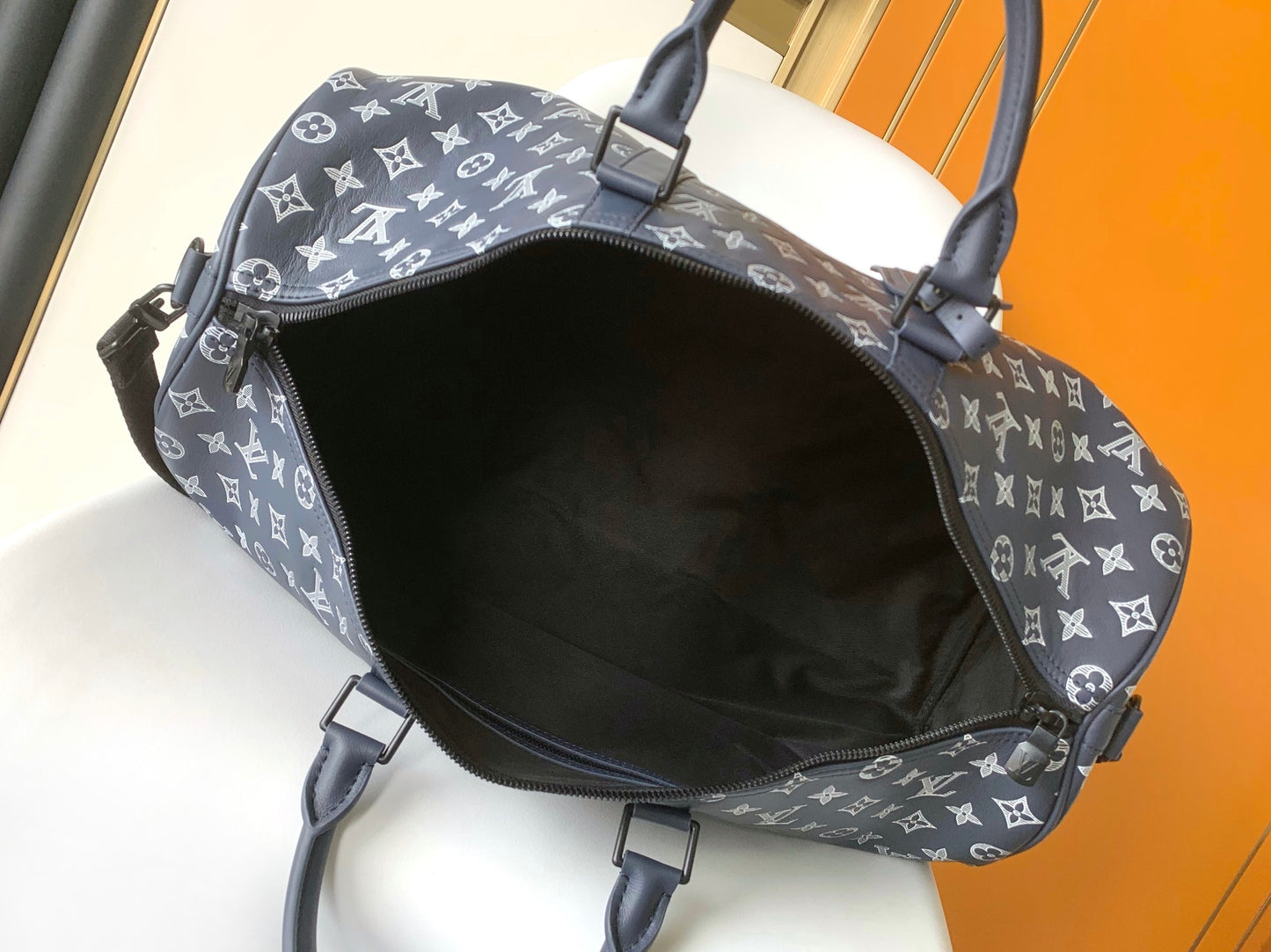 Louis Vuitton Monogram Denim Keepall Bandoulière 50 Blue Travel Bag
