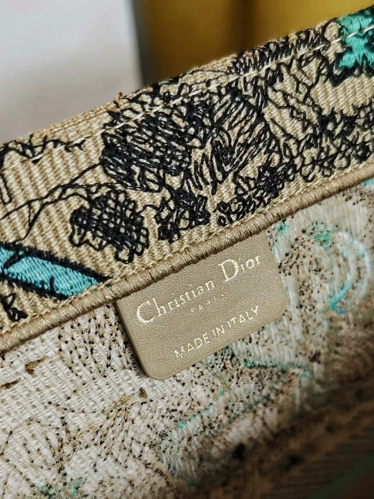 Christian Dior Medium Book Tote Bag Beige Multicolor Toile de Jouy Embroidery