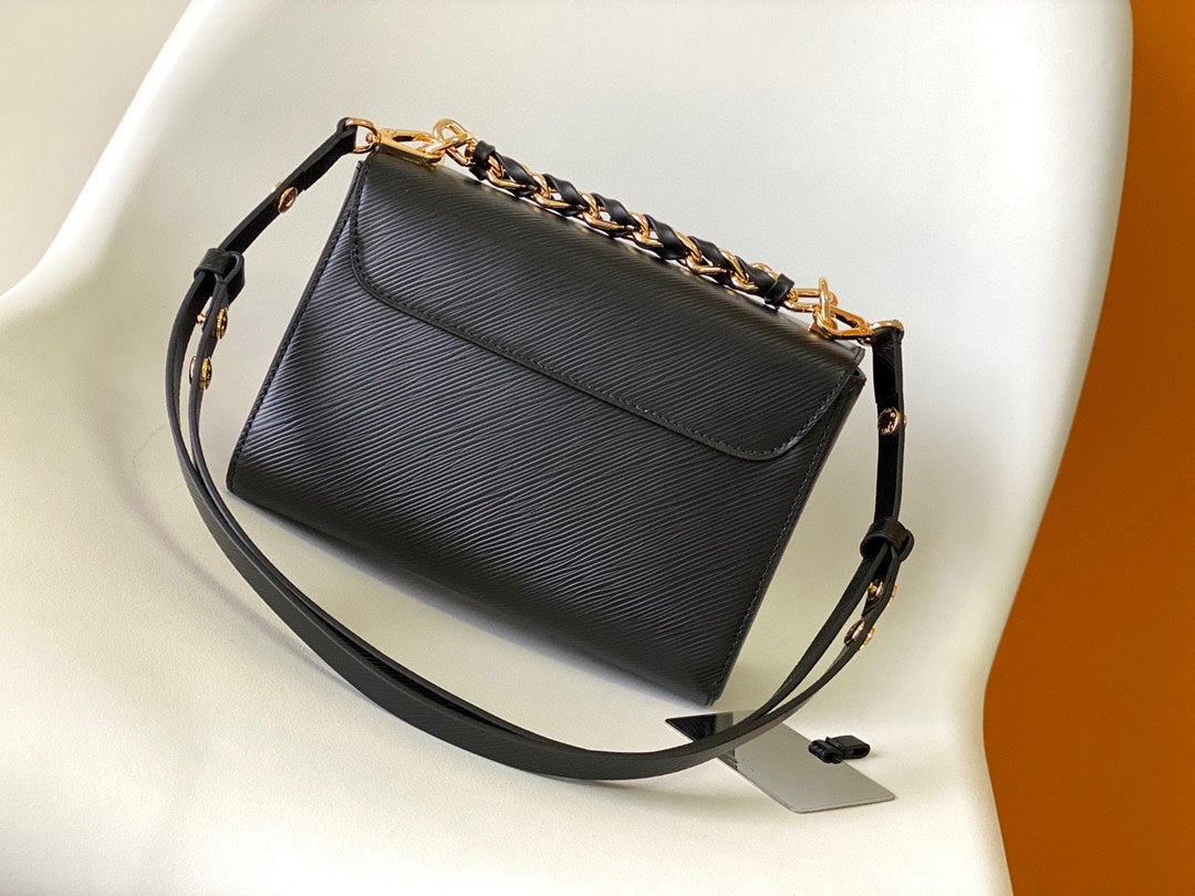 Louis Vuitton Twist MM Black Epi Leather Handbag with Gold Hardware